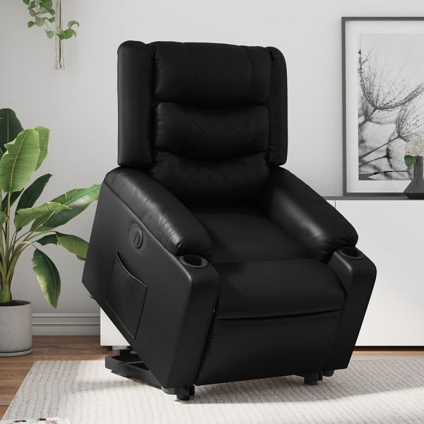 vidaXL Relaxsessel mit Aufstehhilfe Elektrisch Schwarz Kunstleder, 3206559