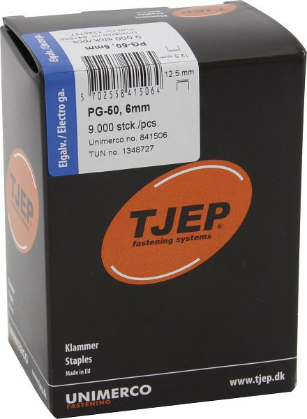 TJEP PG-50 6mm Klammer, verzinkt Box 9.000 Stück, Klammern, 841506