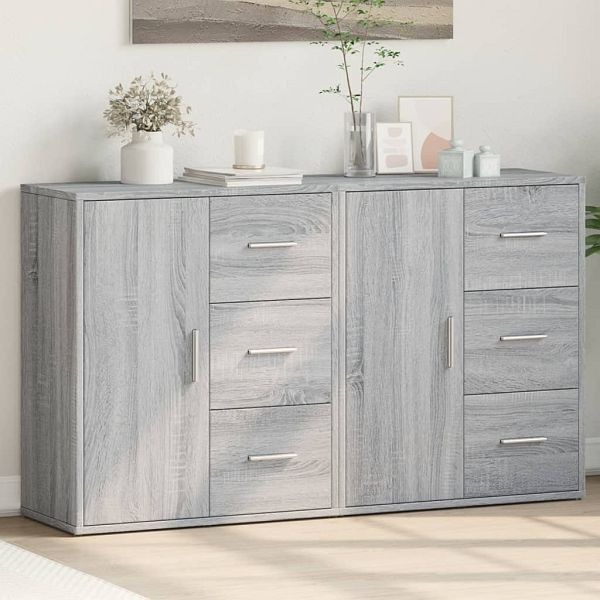 vidaXL Sideboards 2 Stück Grau Sonoma-Eiche 60x31x70 cm Holzwerkstoff, 3276558