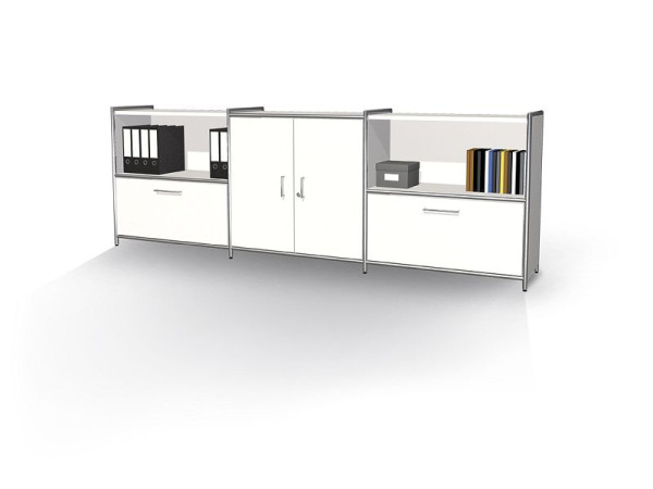 Kerkmann Sideboard breit mit 1 Schubfach, 2 OH, Artline, B 2360 x T 380 x H 780 mm, Weiß, 13791410