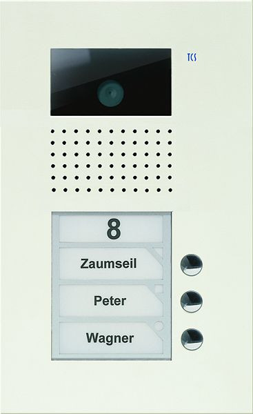 TCS Video Außenstation Serie AVU mit 3 Klingeltasten (rechtsbündig), 1-spaltig, UP weiß, AVU14030-0019