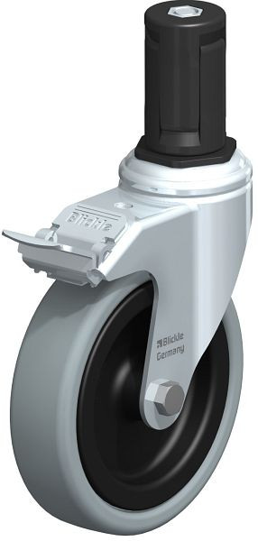 Blickle LKRA-VPA 126G-11-FI-ER15 Apparate-Lenkrolle mit Expander & Feststeller, Vollgummi, Grau, 848359