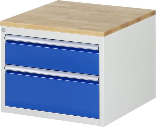 RAU Schubladenschrank Serie 7000, B580 x T650 x H465 mm, Buche-Massiv-Arbeitsplatte, Schubladen: 1xH150, 1xH210 mm, 13-L2.11A-B.11