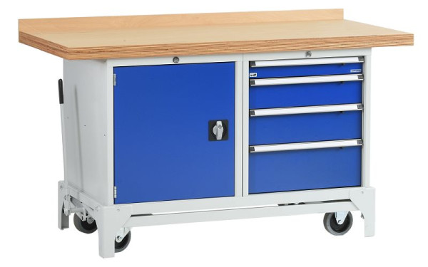 LOKOMA Montagewerkbank SWB 130, 1500 Breite, Korpus rubinrot / Front signalblau, 00.05.8744_3003:5005