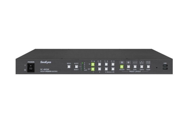 SeeEyes 4K 60FPS HDMI Splitter / Video Wall / Matrix, HDMI, USB, KVM Fuktion, RS-485 In/Output, 12 VDC, SC-4KQW