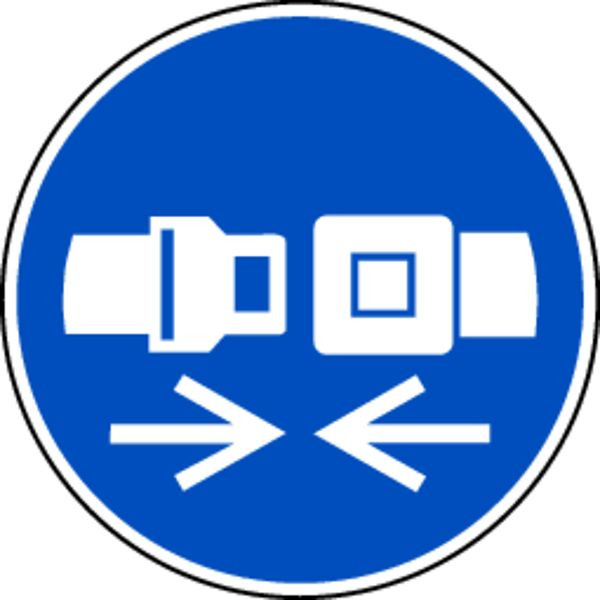 Schilder Klar Gebotszeichen Rückhaltesystem benutzen DIN EN ISO 7010-M020, 100 mm Folie selbstklebend, 1417/61