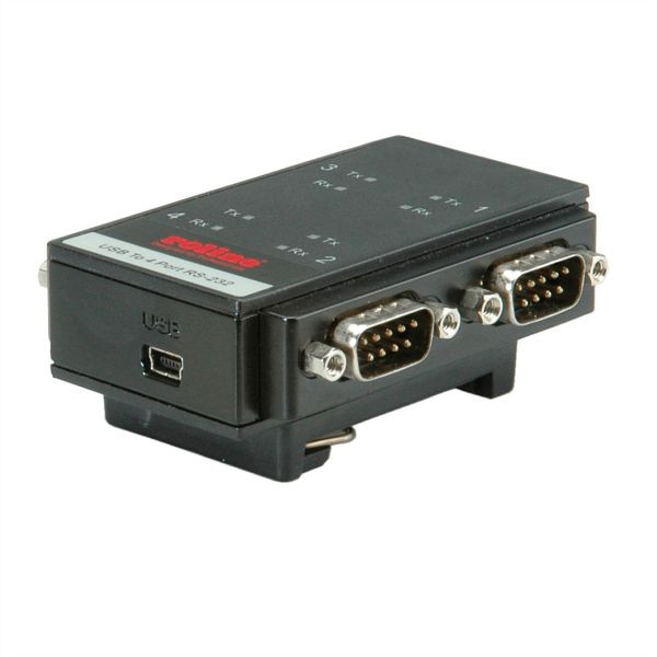 ROLINE USB 2.0 nach RS232 Adapter für DIN Hutschiene, 4 Port, 12.02.1003