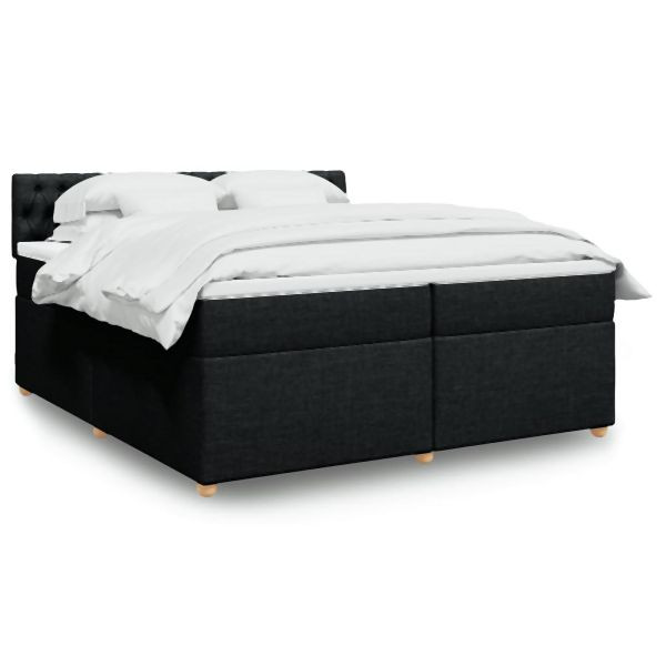 vidaXL Boxspringbett mit Matratze Schwarz 200x200 cm Stoff, 3289096