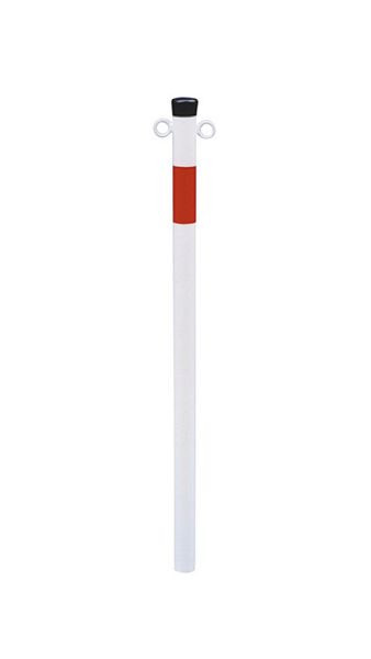 Schake Absperrpfosten Stahlrohr Ø 42 x 2,5 mm ortsfest zum Einbetonieren, feuerverzinkt und weiß beschichtet, 2 Ösen, 4042B/2