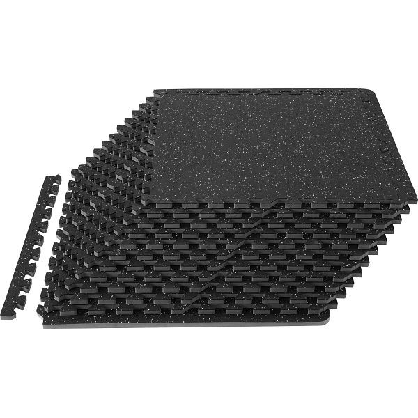 VEVOR EVA-Schaum-Fußmatten, Fitnessstudio-Bodenbelag-Set, 61 x 61 cm, Schwarz & Grau 12-teiliges Rutschfeste Ineinandergreifend, HSXJDDHDHDBDDEEXWV0