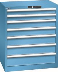 LISTA Schubladenschrank 36x27E (BxTxH) 717x572x850mm AUTO Lock, Lichtblau, 7 Schubladen, Fronthöhen: 75 - 150 mm, 78.572.010.A