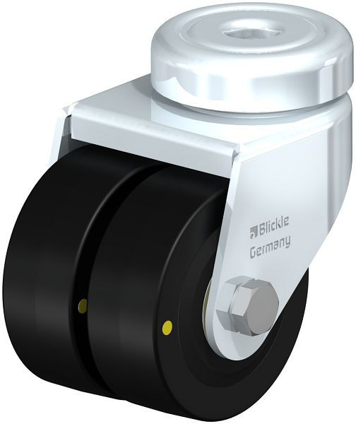 Blickle LMDA-VPA 50K-EL Apparate-Doppel-Lenkrolle mit Rückenloch, Vollgummi, Schwarz, 643700