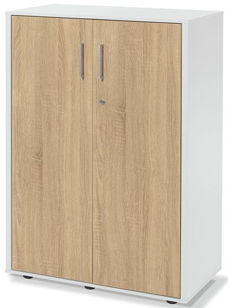 Deskin Flügeltürenschrank EVO, Korpus Dekor weiß, Türen Wildeiche, B 800 x H 1098 x T 420 mm, 271039