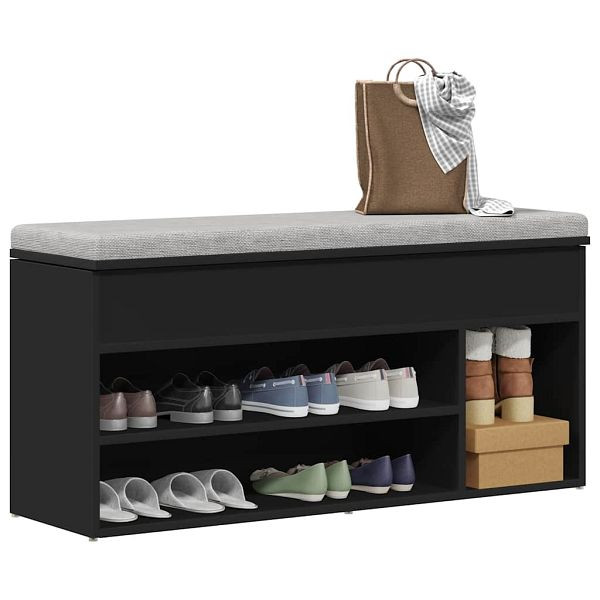 vidaXL Schuhbank Schwarz 102x30,5x45 cm Holzwerkstoff, 862704
