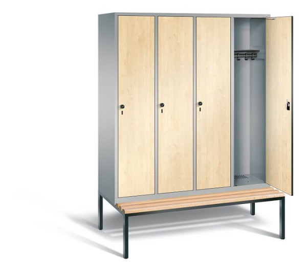 C+P Garderobenschrank Evolo, H2090xB1590xT815mm, Farbe: Weißaluminium / Dekor Donau-Ahorn, 48050-42 S10360