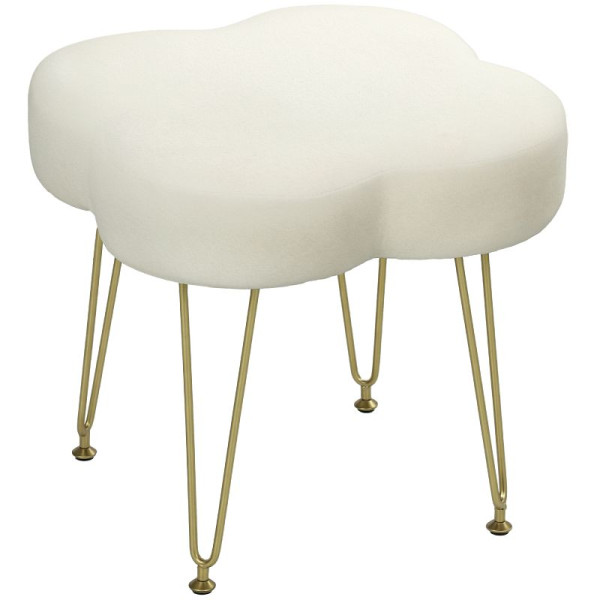 HOMCOM Sitzhocker, Polsterhocker in Kleeblattform, Stoffbezug, Stahlbeine, Cremeweiß, 838-549V00CW