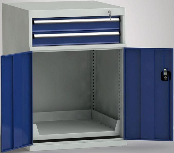 KLW Maschinenbeistellschrank 1000/1019 x 725 x 772 mm, 825 mm, 36x36 Einheiten, mit 2 Schubladen und 1 Auszugstablar, MGC1000-03EP-TD-021