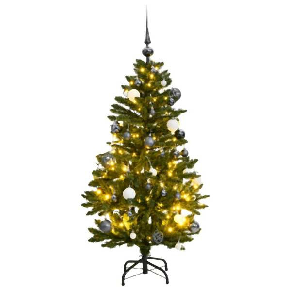vidaXL Künstlicher Weihnachtsbaum Klappbar 150 LEDs & Kugeln 150 cm, 3210102