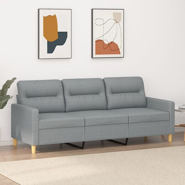 vidaXL 3-Sitzer-Sofa Hellgrau 180 cm Stoff, 359243, 8721012139695