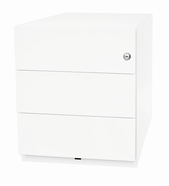 Bisley Rollcontainer Note mit Griff, 3 Universalschubladen 565 mm tief, verkehrsweiß, NWH59M7SSS696
