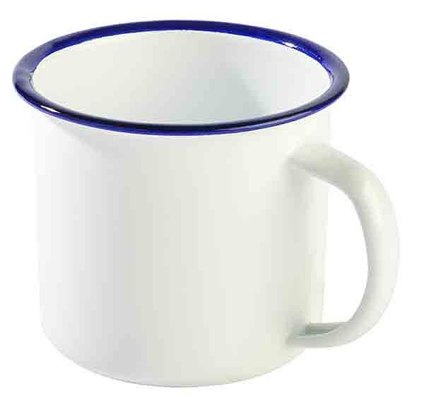 APS Henkelbecher -ENAMELWARE-, Ø 9 cm, Höhe: 8 cm, 0,35 Liter, emailliertes Stahlblech, innen: weiß, außen: weiß, 40632