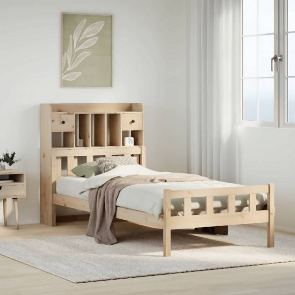 vidaXL Massivholzbett mit Regal ohne Matratze 90x190 cm Kiefer, 3322158