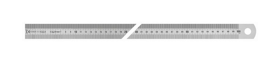 Vogel Germany Stahlmaßstab, Typ B, 1000 x 30 x 1,0 mm, Ablesung von links nach rechts, 1018020100