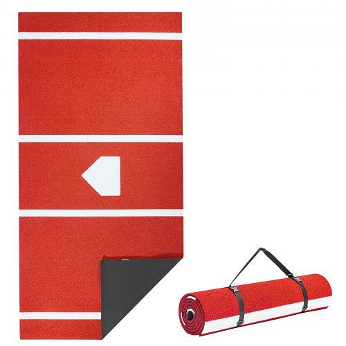 VEVOR Baseball-Schlagmatte (300 x 116 cm) mit Home Plate & Anti-Fade-Rasen, tragbare Softballmatte Outdoor, Rot, JQD10YC38YCB26SO1001V0