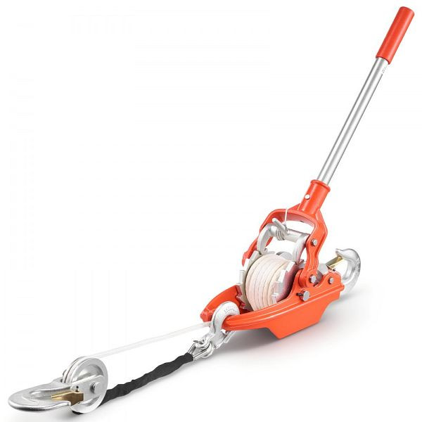 VEVOR Handseilwinde 3T, Stahlguss, 10,6 m Polyesterseil, 2 Sicherheitslasthaken, Handgriff, 2 Ratschen, rücklaufsicher, GSSKJXQDXGSSRCF7V001V0