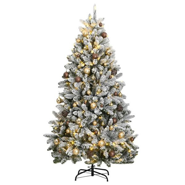 vidaXL Künstlicher Weihnachtsbaum Klappbar 300 LEDs & Kugeln 180 cm, 3210138