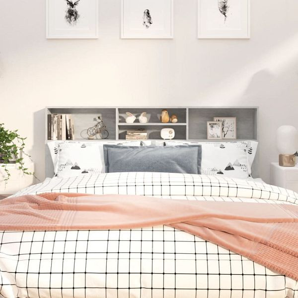 vidaXL Bett-Kopfteil mit Ablagen Betongrau 180x19x103,5 cm, 811884