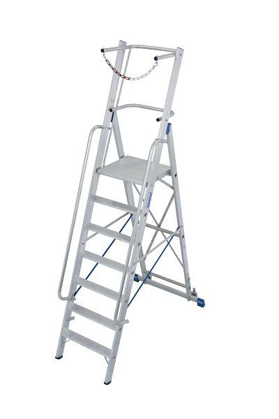 Krause Stabilo Stehleiter große Plattform und Sicherheitsbügel+Kette 1x7 Stufen, 127518