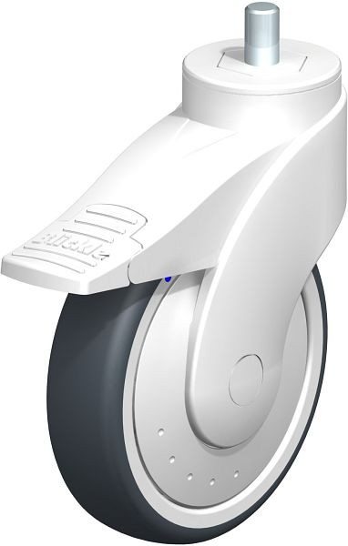 Blickle LWKX-TPA 126XK-FI-FK-GSX12 Kunststoff-Lenkrolle WAVE, rostfrei, mit Gewindestift & Feststeller, Thermoplastisches Gummi-Elastomer, Grau, 741741