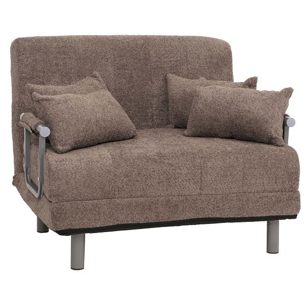 Mendler Schlafsessel HWC-K29, Klappsessel Schlafsofa Gästebett, Liegefläche 190x100cm, Stoff Bouclé (500g/m²), hellbraun, 108699