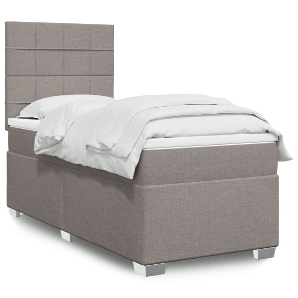 vidaXL Boxspringbett mit Matratze Taupe 90x200 cm Stoff, 3290375