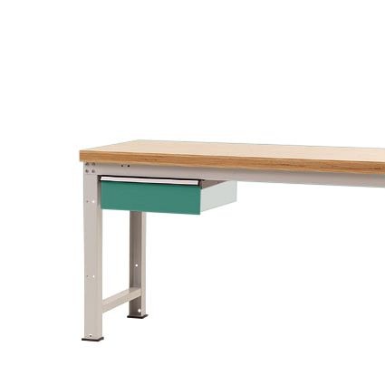 Manuflex Einzelschubfach in Graugrün HF 0001, Mit Zylinderschloss, für Tischtiefe 700 mm, BxTxH= 425 x 550 x 135mm, Graugrün, ZB2082.0001