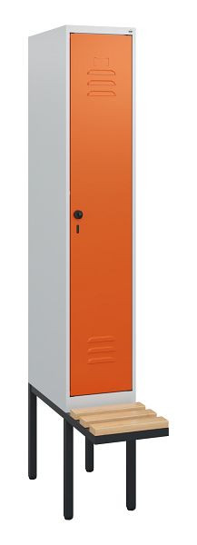 C+P Umkleidespind Classic PLUS, 1950x300x815mm, 7035/2004, Drehriegel, Buche-Sitzleisten, 0800405-10 S10061