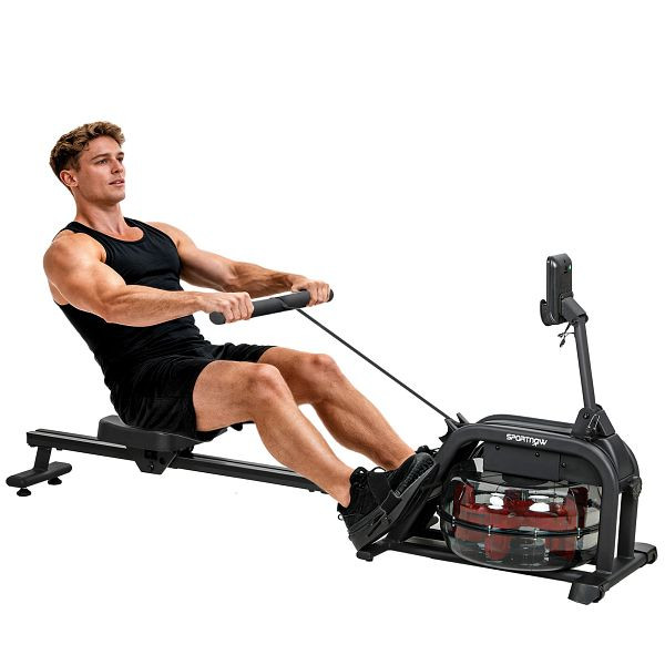 SPORTNOW Rudergerät für Training, Rudermaschine mit 6-11 L Wassertank, LCD-Monitor, Handyhalter, 135 kg Tragfähigkeit, A90-417V00BK