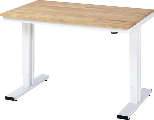 RAU Werktisch Serie adlatus 300 (elektrisch höhenverstellbar), Buche-Massiv-Platte, 1250x720-1120x800 mm, 08-WT-125-080-B