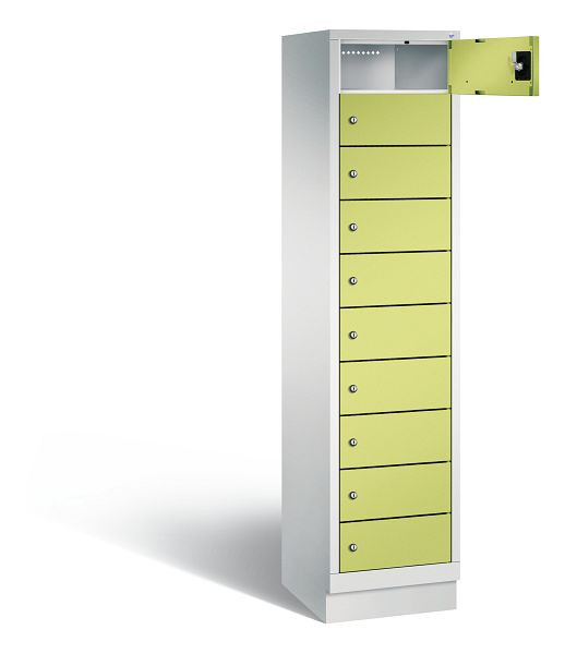 C+P Schließfachschrank Evolo, H1850xB420xT500mm, Farbe: Lichtgrau / Viridingrün, 48020-1210 S10154