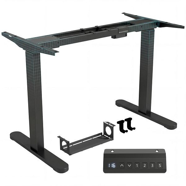HOMCOM Elektrisches Schreibtischgestell, höhenverstellbar, mit Speicherfunktion, Stahl, Schwarz, 838-550V90BK