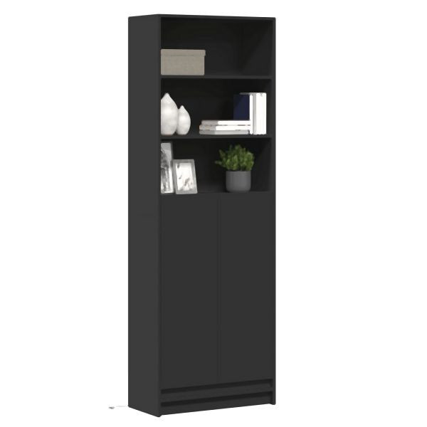 vidaXL Highboard mit LED-Beleuchtung Schwarz 69x32,5x200 cm, 3307906