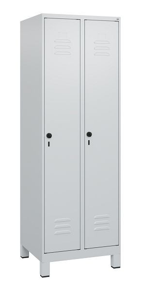 C+P Umkleidespind Classic PLUS, Füße, 2 Abteile, 1800x600x500mm, 7035/7035, Drehriegel, 0800107-20 S10009