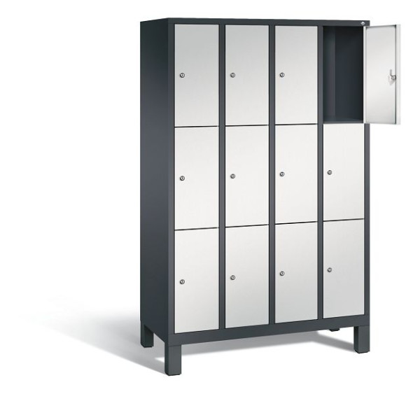 C+P Schließfachschrank Evolo, H1850xB1190xT500mm, Farbe: Schwarzgrau / Lichtgrau, 48010-403 S10063