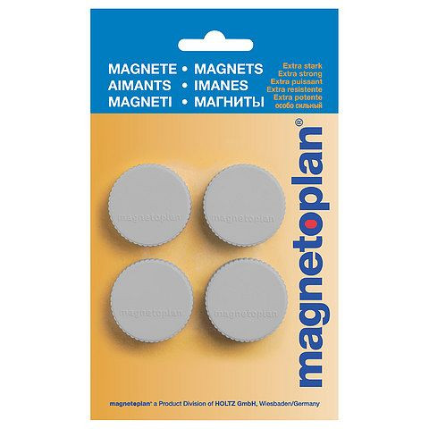 Magnetoplan Magnet Discofix Magnum, auf Blisterkarte, Farbe: grau, VE: 4 Stück, 16600401