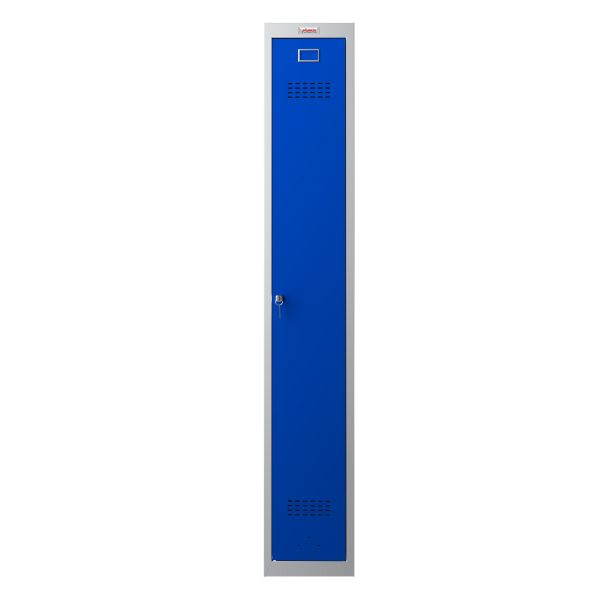 phoenix PL-Serie 1-Säulen-1-Tür-Personenschließfach, graues Gehäuse/blaue Tür mit Schlüsselschloss, PL1130GBK
