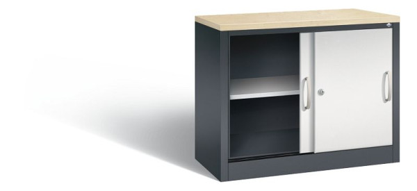 C+P Sideboard mit Schiebetüren Acurado, H720xB1000xT400mm, Farbe: Schwarzgrau / Lichtgrau, Bügelgriff, 2 OH, 5725-00 S10099