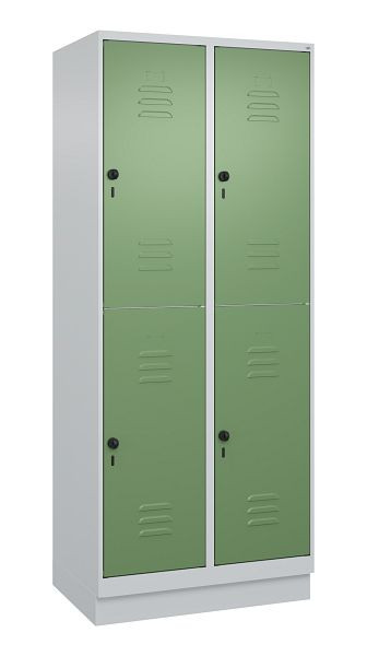 C+P Doppelstöckiger Spind Classic PLUS, Sockel, 2 Abteile, 1950x800x500mm, 7035/6011, 080320-22 S10006