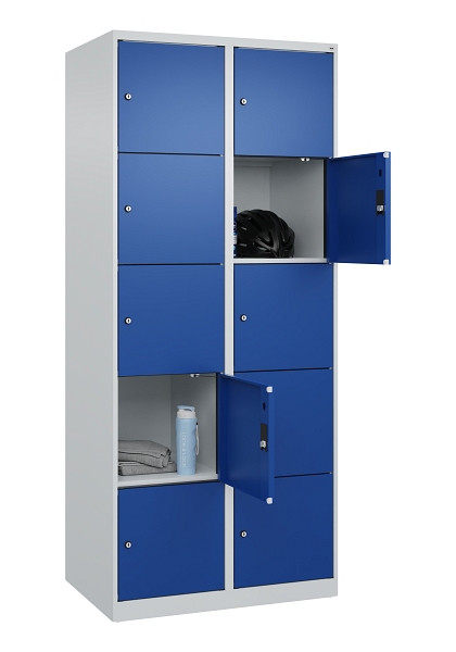 C+P Schließfachschrank Evolo PLUS, 10 Fächer, 1850x800x500mm, 7035/5010, 049000-225 S10006