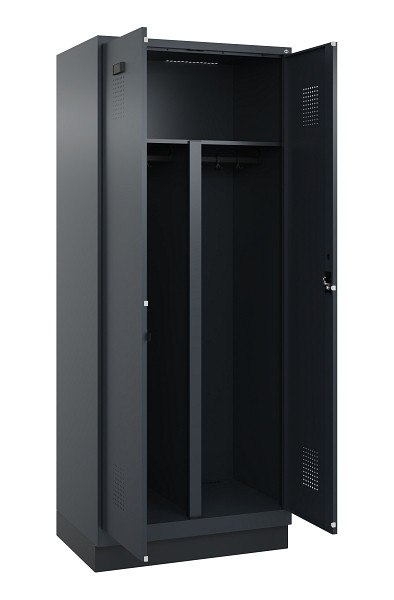 C+P PSA Schwarz-Weiß-Spind Evolo PLUS, mit Sockel, 2 Abteile, 1950x800x500mm, 7016, Frontfarbe RAL 7016 Anthrazitgrau, Zylinderschloss, 049022-22P S10043